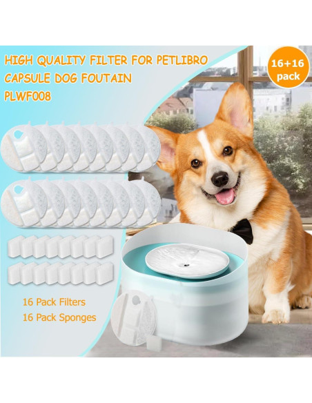 16 Filtros de Reemplazo OUPUSES para Fuente de Agua Perros 16 Filtros de Reemplazo OUPUSES para Fuente de Agua Perros