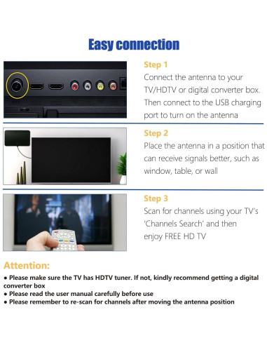 Antena de TV 4K HD Merryan Amplificada 360 563 km