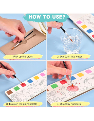 Set de Pintura Acuarela Cavnewt 4Pack para Niños