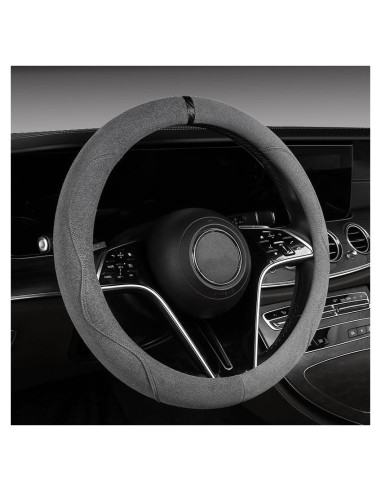 Funda de Volante Suede Genérico 36.8-39.4 cm Gris Antideslizante