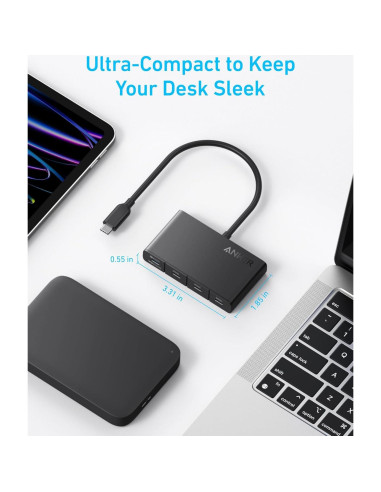 Hub USB-C Anker A8340 4 Puertos 10Gbps 100W Carga Rápida