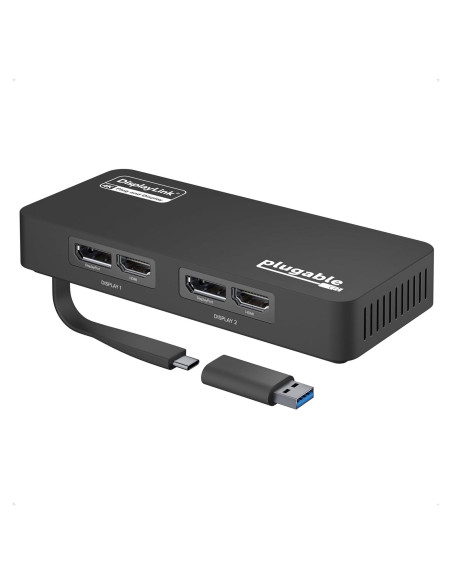 Adaptador Doble Monitor 4K Plugable USBC-6950U HDMI/DisplayPort Adaptador Doble Monitor 4K Plugable USBC-6950U HDMI/DisplayPort