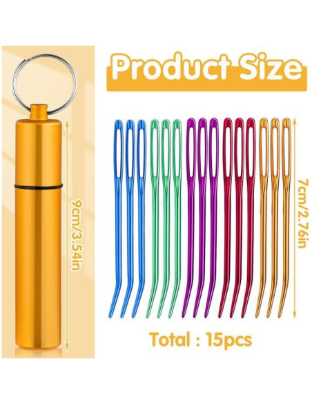 Juego de 15 Agujas de Remendar UzecPk de Aluminio 6.99 cm Juego de 15 Agujas de Remendar UzecPk de Aluminio 6.99 cm