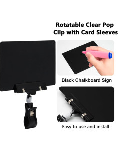 Mini Carteles de Pizarra Biaungdo 12 Pcs con Clips Rotativos 2