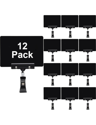 Mini Carteles de Pizarra Biaungdo 12 Pcs con Clips Rotativos