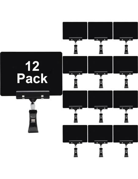 Mini Carteles de Pizarra Biaungdo 12 Pcs con Clips Rotativos Mini Carteles de Pizarra Biaungdo 12 Pcs con Clips Rotativos