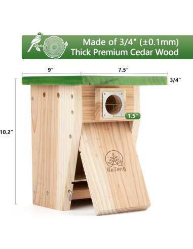 Casa para Pájaros de Cedro ReTang STC3 con Protección Antidepredadores