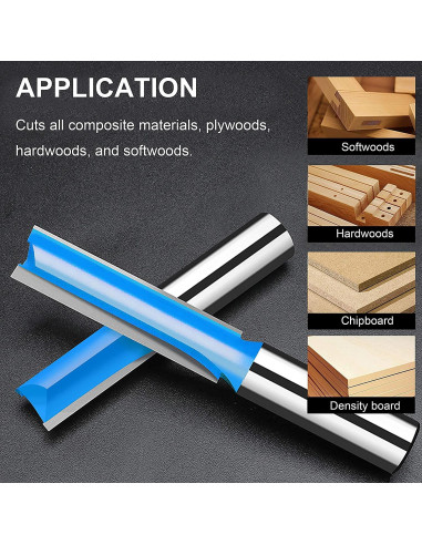 Juego de Brocas de Router Recto Newdeli 3pcs 12mm Doble Filo