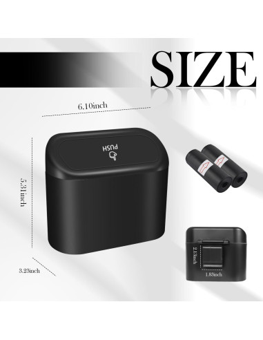Cubo de Basura para Automóvil YGDMD Negro con Tapa y Gancho