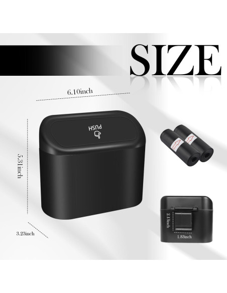 Cubo de Basura para Automóvil YGDMD Negro con Tapa y Gancho Cubo de Basura para Automóvil YGDMD Negro con Tapa y Gancho