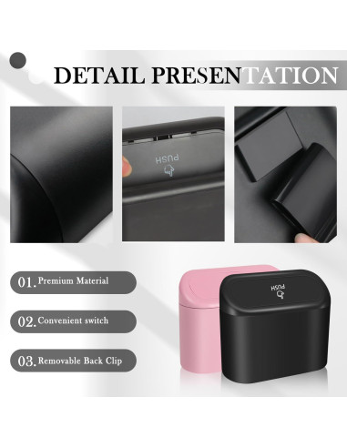 Cubo de Basura para Automóvil YGDMD Negro con Tapa y Gancho