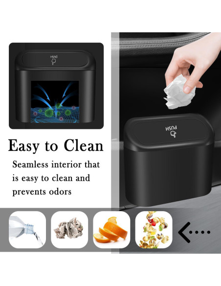Cubo de Basura para Automóvil YGDMD Negro con Tapa y Gancho Cubo de Basura para Automóvil YGDMD Negro con Tapa y Gancho