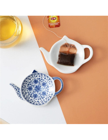 Soporte para Bolsas de Té de Porcelana Azul Sizikato - 4 Piezas