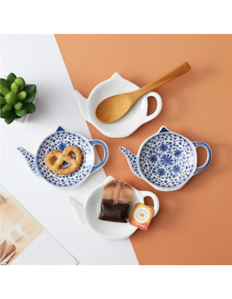 Soporte para Bolsas de Té de Porcelana Azul Sizikato - 4 Piezas Soporte para Bolsas de Té de Porcelana Azul Sizikato - 4 Piezas