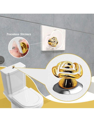 4 Piezas Botón de Tanque de Inodoro Oro XQIGI - Accesorio Decorativo