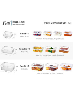 Contenedores Felli Duo Loc 3pk Tritan A Prueba de Fugas 8.5 Tazas 2