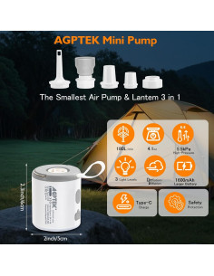 Bomba de Aire Eléctrica Portátil AGPTEK Mini 5.5kPa 1600mAh 2