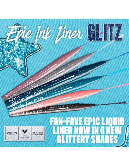 Delineador Líquido Metálico NYX Epic Ink Glitz 0.89 ml Azul Delineador Líquido Metálico NYX Epic Ink Glitz 0.89 ml Azul