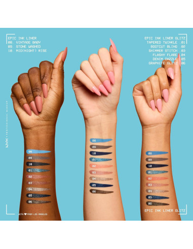 Delineador Líquido Metálico NYX Epic Ink Glitz 0.89 ml Azul