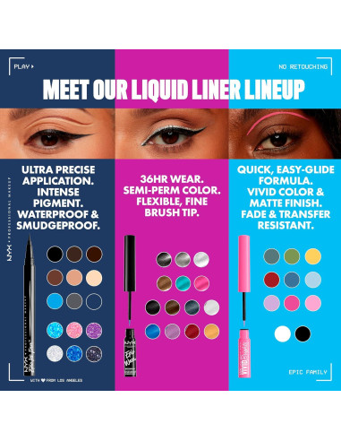Delineador Líquido Metálico NYX Epic Ink Glitz 0.89 ml Azul