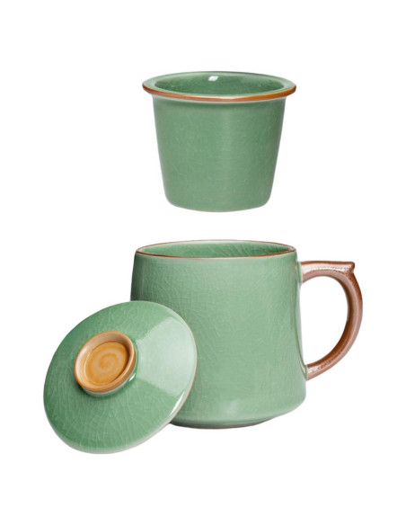 Taza de Cerámica con Infusor y Tapa HAFTOLYR 400ml Verde Taza de Cerámica con Infusor y Tapa HAFTOLYR 400ml Verde