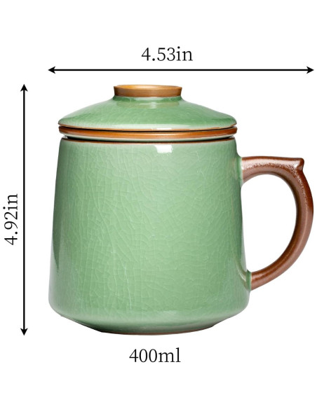 Taza de Cerámica con Infusor y Tapa HAFTOLYR 400ml Verde Taza de Cerámica con Infusor y Tapa HAFTOLYR 400ml Verde