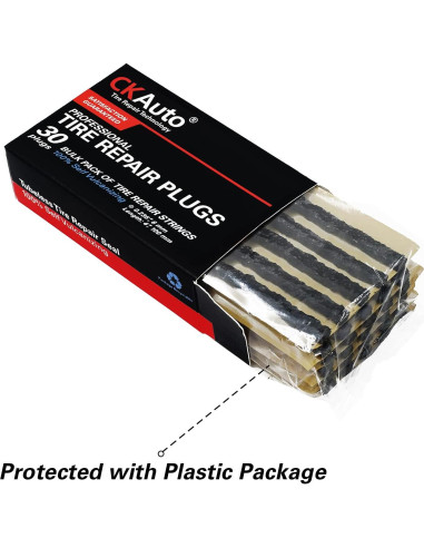 CKAuto 30pcs Cuerdas Negras 10.16 cm para Reparación de Neumáticos