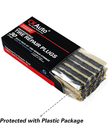 CKAuto 30pcs Cuerdas Negras 10.16 cm para Reparación de Neumáticos CKAuto 30pcs Cuerdas Negras 10.16 cm para Reparación de Neumáticos