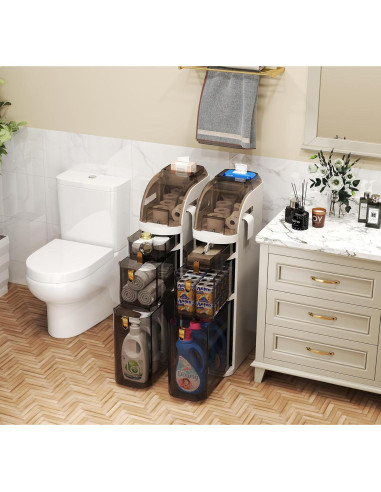 Gabinete de Almacenamiento de Baño Tonchean Slim 3 Niveles 40.6x17.8x77.9 cm