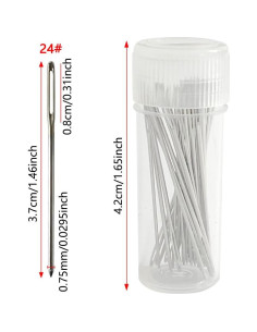 Agujas de Bordado Zhenqing 50 Pcs Tamaño 24 con Enhebrador 2