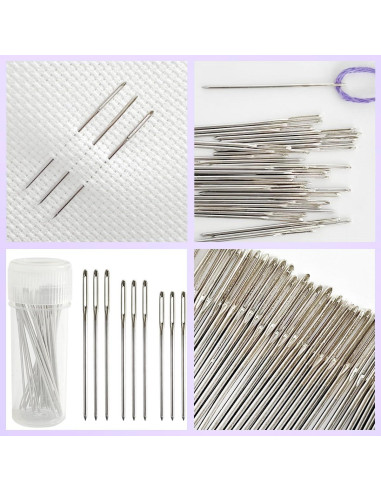 Agujas de Bordado Zhenqing 50 Pcs Tamaño 24 con Enhebrador