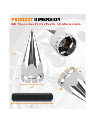 Cubiertas de Tuercas de Picos Mytracpro 33mm 20PCS Cromadas
