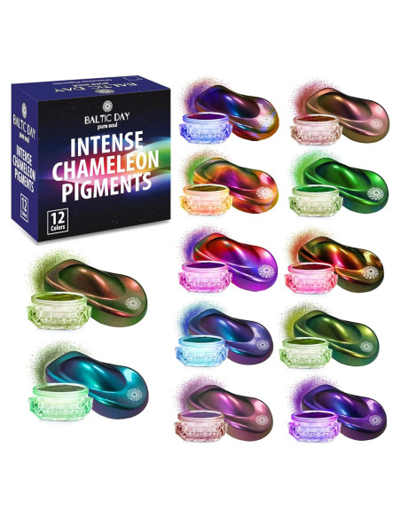 Juego de Polvo de Mica Camaleón Intenso Baltic Day - 12 Colores Juego de Polvo de Mica Camaleón Intenso Baltic Day - 12 Colores
