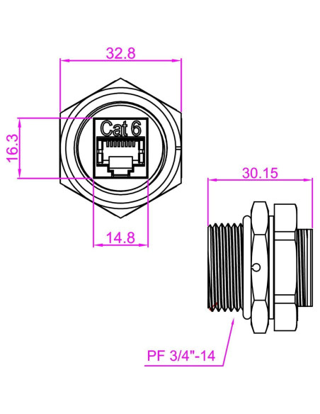Conector hembra RJ45 CAT6 blindado InstallerParts - Negro Conector hembra RJ45 CAT6 blindado InstallerParts - Negro