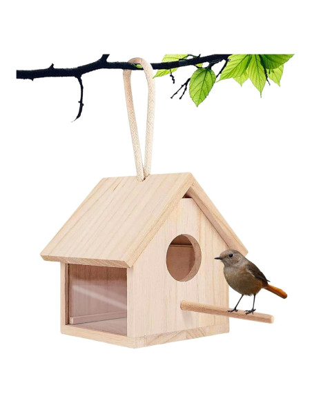 Casa de pájaros de madera Tfwadmx 15x13x16 cm para exteriores Casa de pájaros de madera Tfwadmx 15x13x16 cm para exteriores