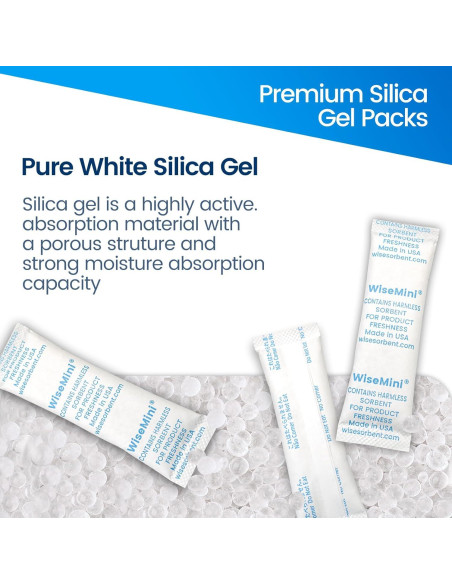 100 Paquetes de Gel de Sílice 5g Wisesorbent para Alimentos 100 Paquetes de Gel de Sílice 5g Wisesorbent para Alimentos