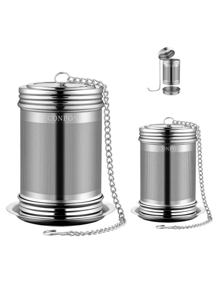 Coladores de Té Reutilizables Acero Inoxidable 2 Piezas Grande y Pequeño Coladores de Té Reutilizables Acero Inoxidable 2 Piezas Grande y Pequeño