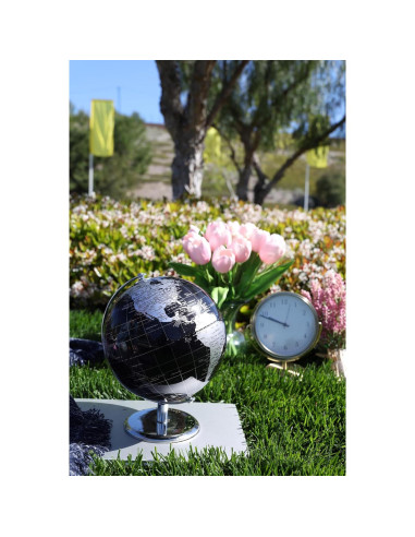Globo Terráqueo Metálico ANNOVA Negro 20.32 cm - Decoración Moderna