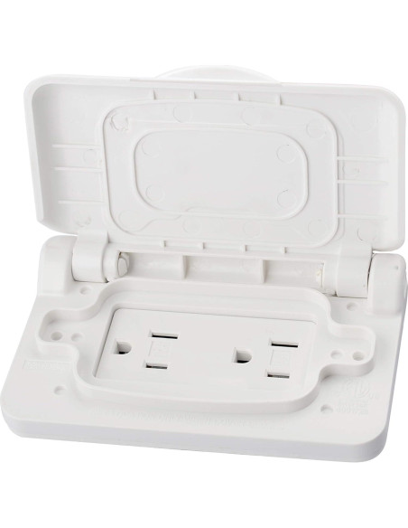 Cubierta de Receptáculo a Prueba de Climas RVGUARD Blanco 110V Cubierta de Receptáculo a Prueba de Climas RVGUARD Blanco 110V