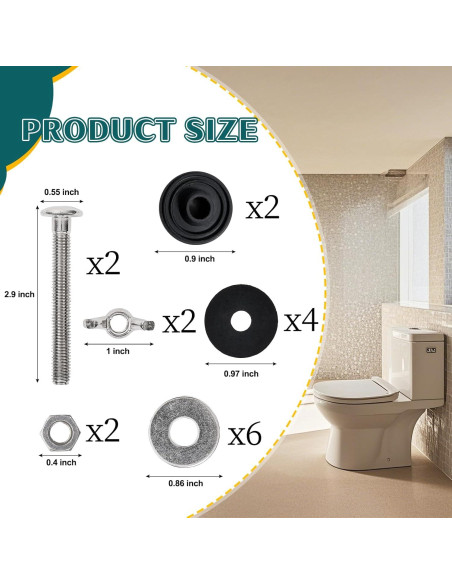 Kit de pernos de inodoro Qicrdvi M6 2PCS acero inoxidable Kit de pernos de inodoro Qicrdvi M6 2PCS acero inoxidable
