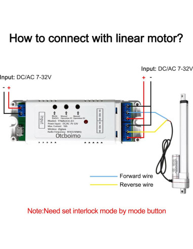 Interruptor Zigbee Eléctrico Otcboimo 2 Canales 10A DC 5V-32V
