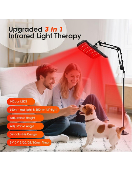 Lámpara de Terapia de Luz Roja MQHOOB 3 en 1 660nm 850nm Lámpara de Terapia de Luz Roja MQHOOB 3 en 1 660nm 850nm