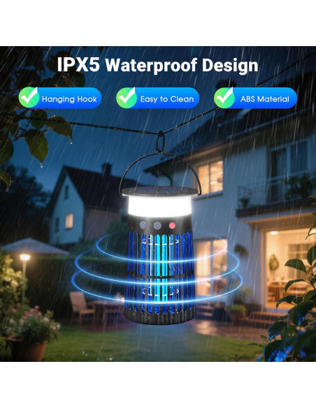 Zapper de Insectos Solar 4 en 1 Zwiran, Impermeable, LED Zapper de Insectos Solar 4 en 1 Zwiran, Impermeable, LED