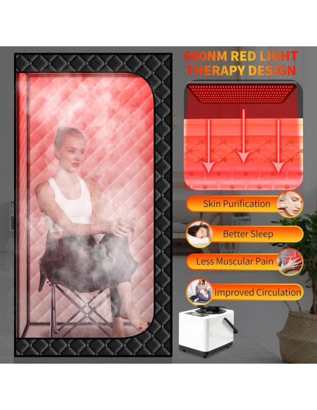 Sauna de Vapor Portátil Hoolife 3L 1100W con Luz Infrarroja Sauna de Vapor Portátil Hoolife 3L 1100W con Luz Infrarroja