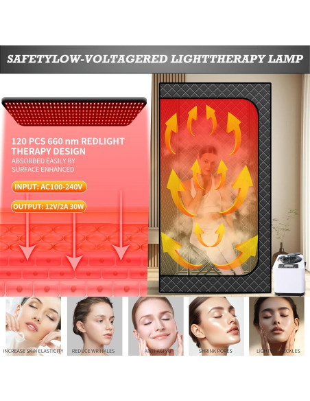 Sauna de vapor portátil TaTalife 3L 1300W con luz roja 660nm Sauna de vapor portátil TaTalife 3L 1300W con luz roja 660nm