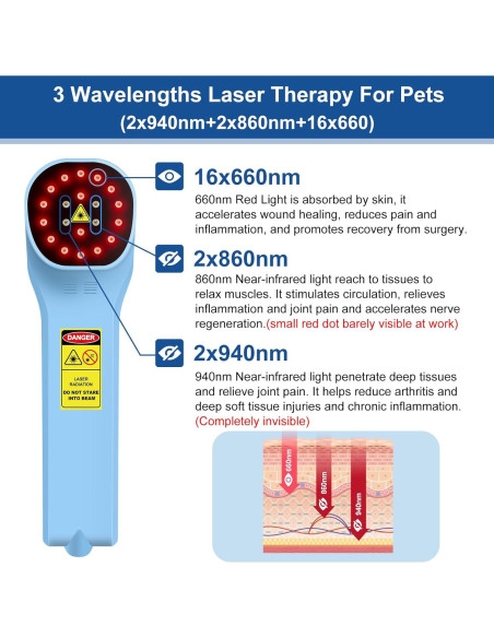 Terapia de Luz Roja para Perros MBBQNN YD-3, Alivio Dolor Muscular Terapia de Luz Roja para Perros MBBQNN YD-3, Alivio Dolor Muscular
