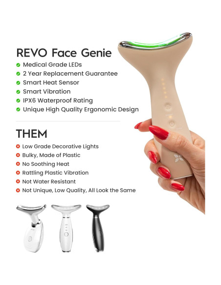 Masajeador Facial REVO Genie con Terapia LED para Arrugas Masajeador Facial REVO Genie con Terapia LED para Arrugas