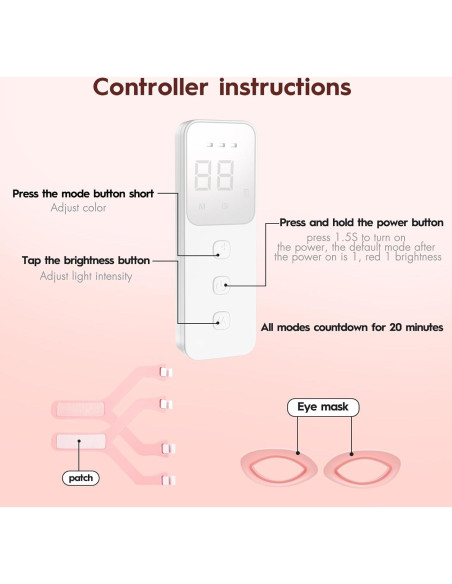 Máscara de Luz Roja LED Soeumoir con Control Remoto y 7 Modos Máscara de Luz Roja LED Soeumoir con Control Remoto y 7 Modos
