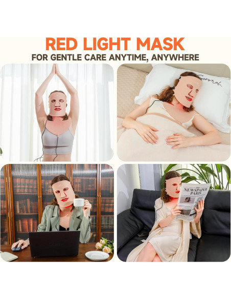 Máscara de Luz Roja AAQ LED para Cara y Cuello - Recargable Máscara de Luz Roja AAQ LED para Cara y Cuello - Recargable