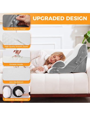 Juego de Almohadas en Cuña Ajustable 3 Piezas Ruqmuis